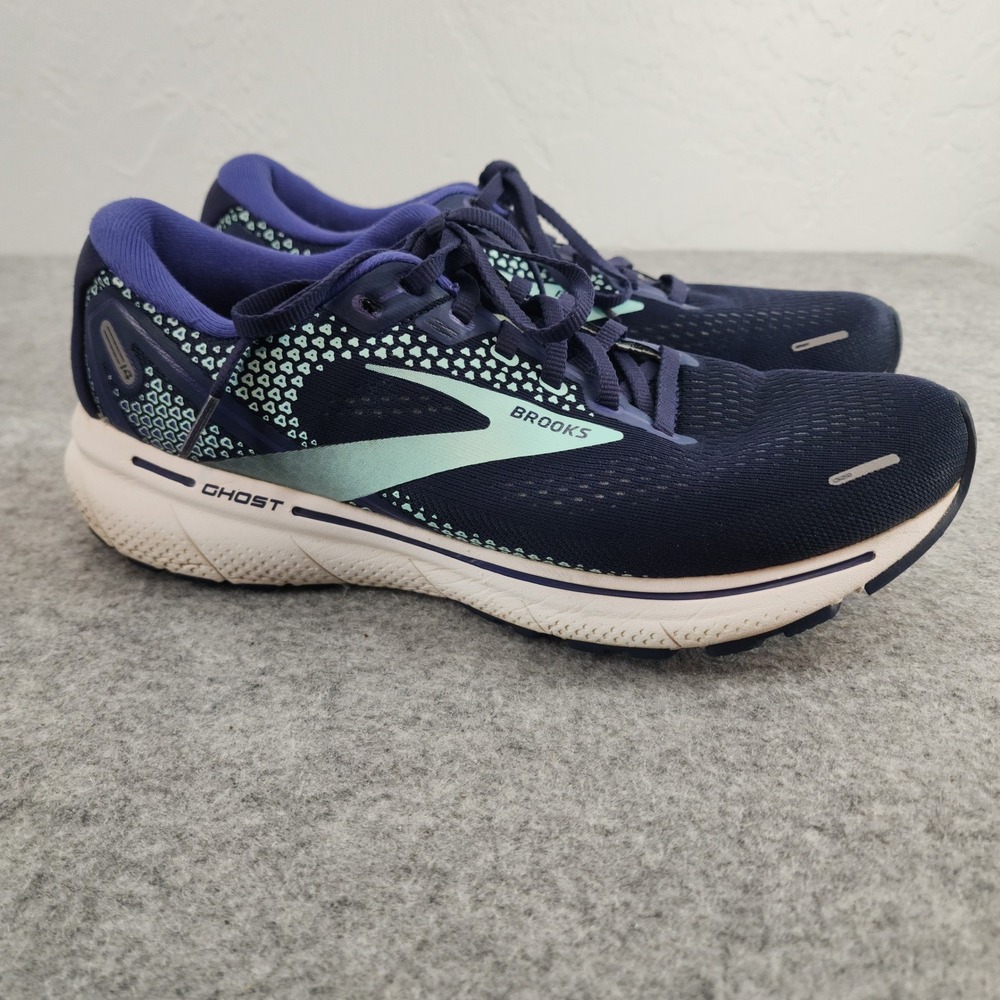 Brooks 10.5 | Ghost 14 Navy Blue Mint Green Running Shoes Womens